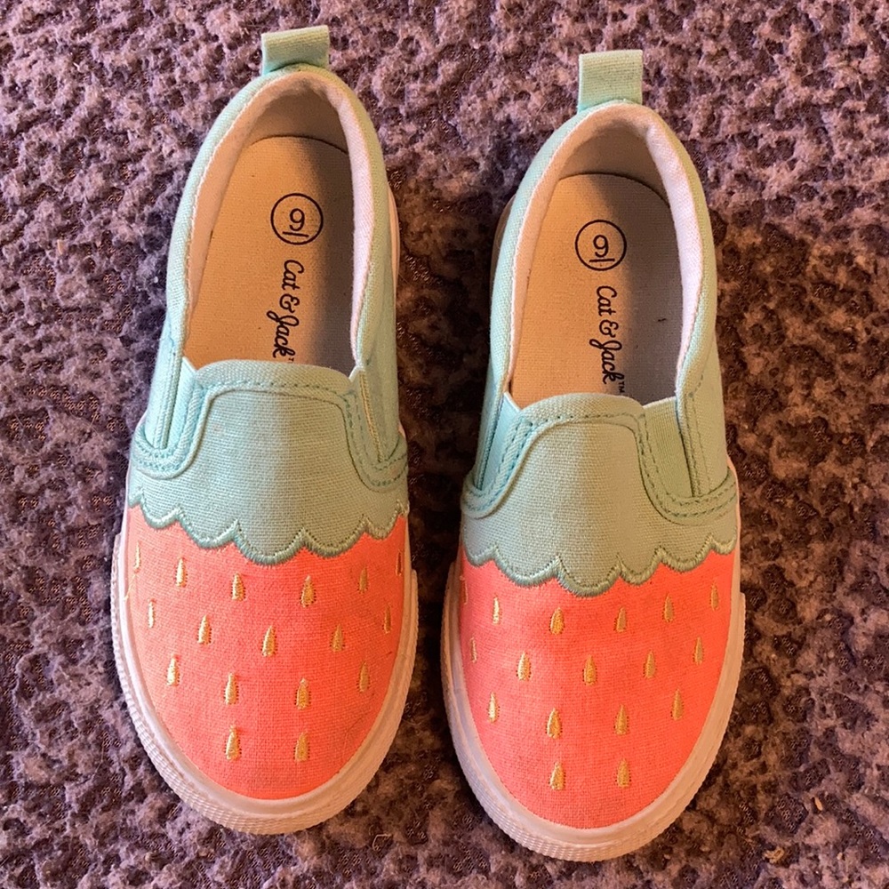 Cat & Jack Kid’s Toddler Slip On Watermelon 🍉 Tennis Shoes Sneakers Size 9